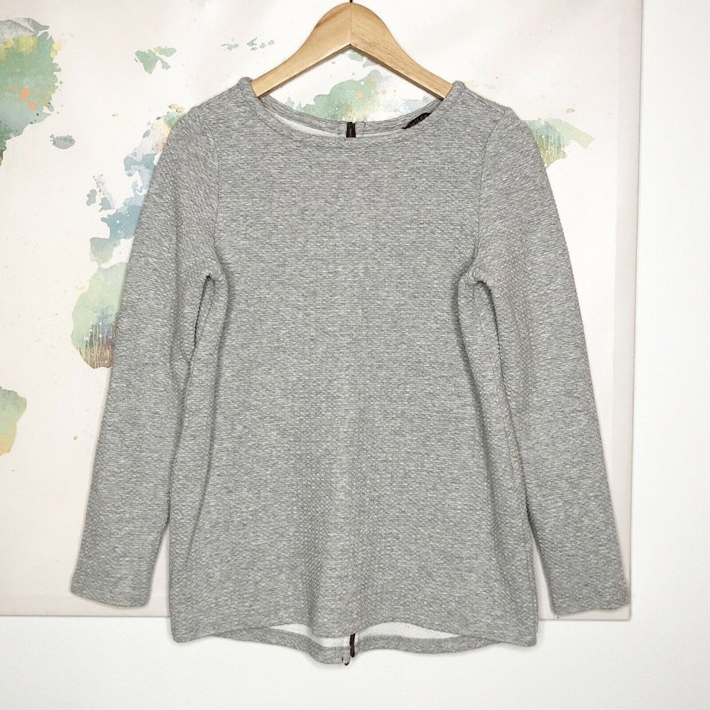 Joules Size 4 US Sweater Caroline Jumper Gray Thick Waffle Knit Back Zipper